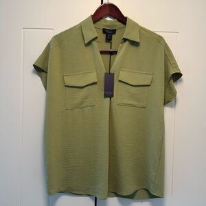 Rachel Roy Sage Green Short Sleeve Utility Blouse – Size S – NWT